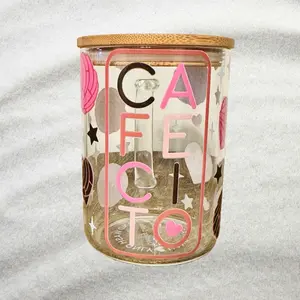 Cafecito Mug with Pink Lettering and Bamboo Lid - Drinkware, Reusable