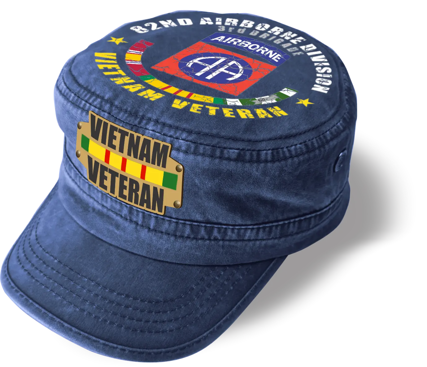 Vietnam Veteran Military Cap - 82nd Airborne Division | Adjustable Washed Cotton Hat | Unique Design (U.S. Patent Pending)