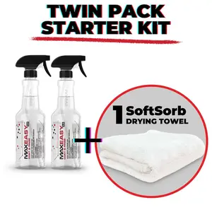 MAXEasy™ Starter Kits - 2 20oz MAXEasy + SoftSorb® Drying Towel | Instant Shine, Protection, & Streak-Free Drying for Paint, Glass, Trim, & Wheels. Quick, Easy, and Professional Results for Cars, Trucks, Bikes and more