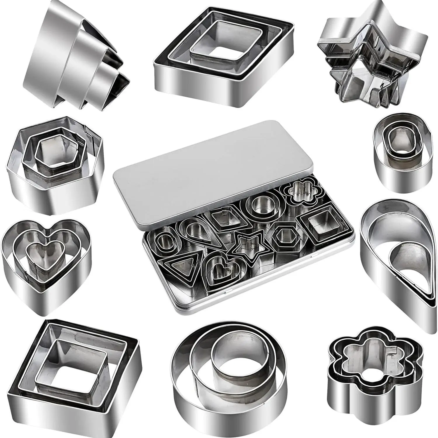 Mini Cookie Cutter Set, Stainless Steel Cookie Chocolate Cake Vegetable Cutter, Baking Mold, DIY Baking Tool for Home Kitchen