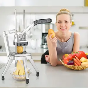 ROVSUN Commercial Vegetable Chopper French Fry Cutter Stainless Steel w/ 4 Sizes Blades, Fruit Potato Slicer, 1/2", 3/8", 1/4" & 8-Wedge Blades and Pusher Blocks for Restaurants, Home & Kitchen