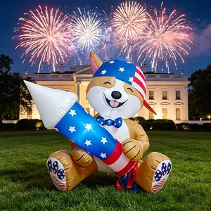 4FtTikTokTrending4thOfJulyInflatableCorgiPatrioticFlagRocketBowTieBuilt-inLEDPlug-inBlowerIP44WaterproofLightweightFoldableReusableFrontYardLawnGardenPatioIndependenceDayCelebrationPatrioticOutdoorDecor