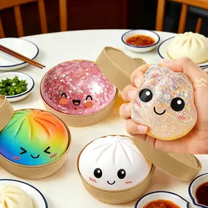 Dumpling Squishy, 2026 New Dumpling Squishy Stress Relief Ball with Steamer Box for Stress Relief, Party Favors, Mystery Box Style
