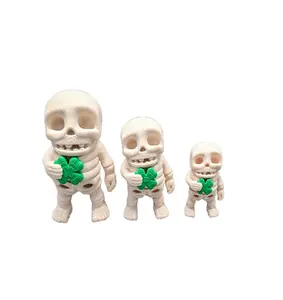 Skeleton Holding Clover - Collectible FIgurine Decor Gift