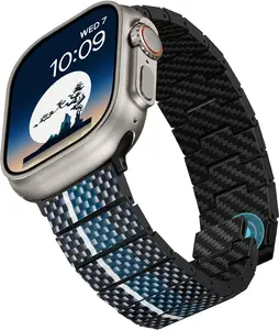 PITAKA Apple Watch Band Compatible with Apple Watch Ultra/Ultra/9/8/7/6/SE/5/4/3/2/1, Adjustable Apple Watch Ultra Band, 100% Carbon Fiber Apple Watch Band Accessories Durable band watch