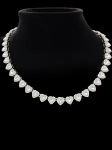 Rhinestone glass heart-shaped necklace, women's hip-hop punk heart-shaped necklace, elegant rhinestone necklace, heart necklace, exquisite chain jewelry, fashionable jewelry, suitable for everyday wear or parties, Valentine's Day gift, Bling Chain