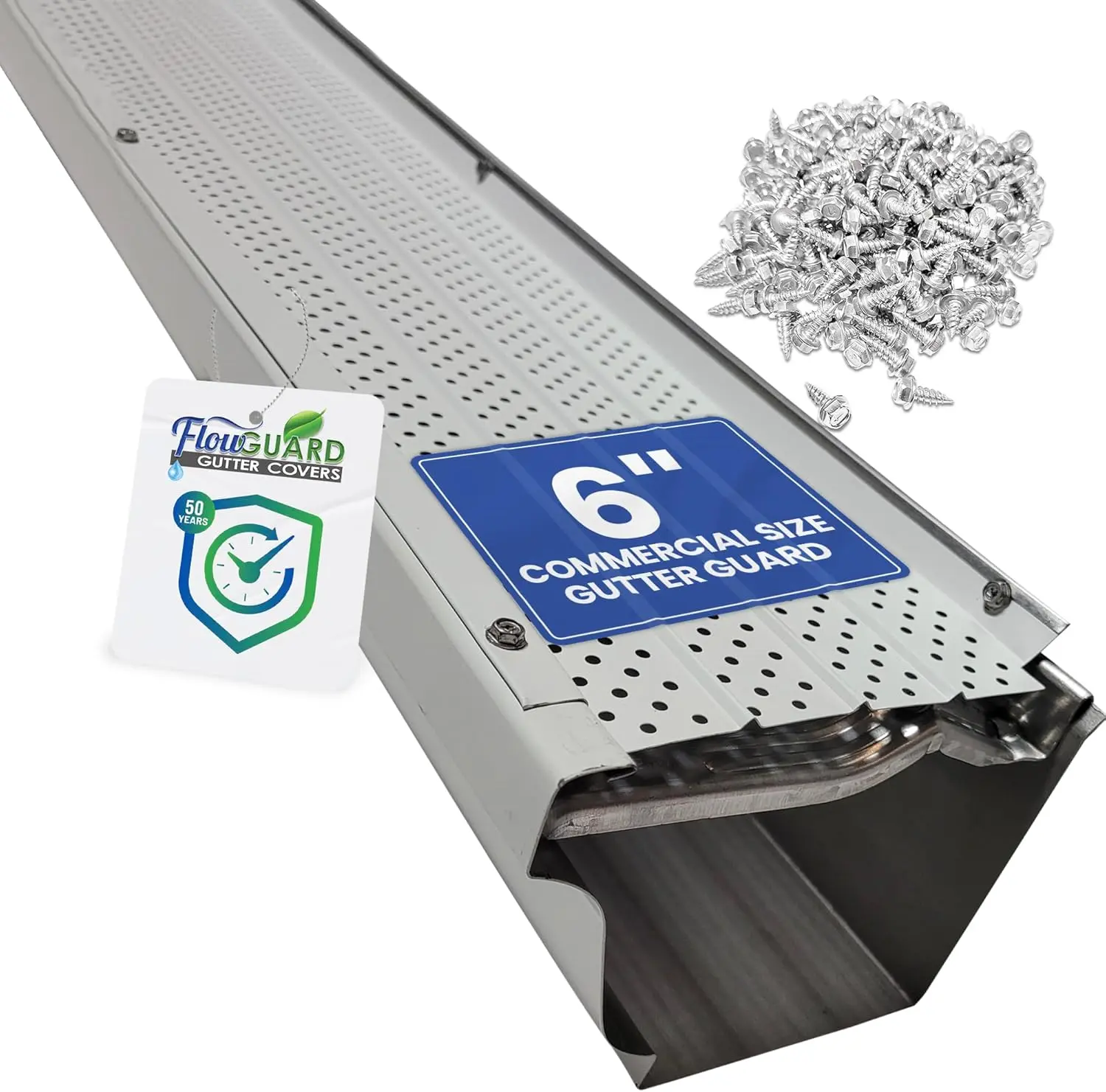 FlowGuard  Made Professional DIY 6 Inch 50-Year Gutter Cover System - White -  Gutter Guards - 102  - by