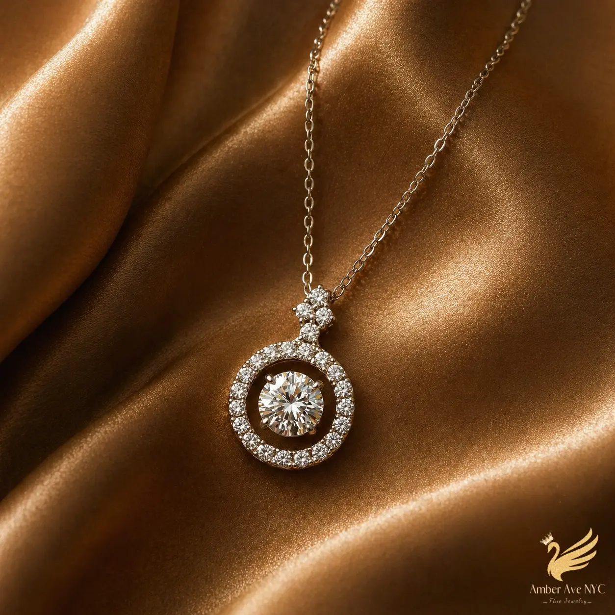 Radiant Halo Pendant, Diamond-Encrusted Halo Cluster, Imitation Diamond Luxury Statement Costume Jewelry Necklace, Diamond-Encrusted Necklaces, Halo Cluster Necklaces