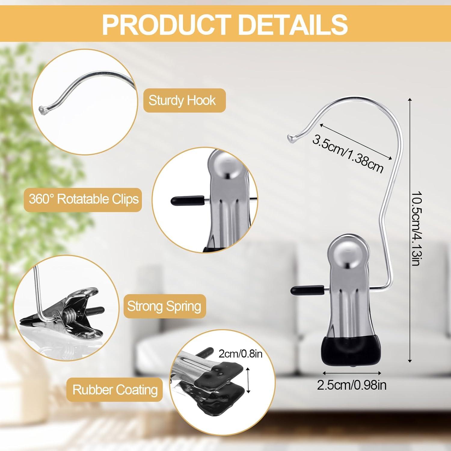 10 Pack Boot Hangers Clips for Closet Heavy Duty Legging Organizer with 360° Rotate Design & Stainless Steel Hooks for Pants Hangers Travel Essentials - Metal, Lightweight