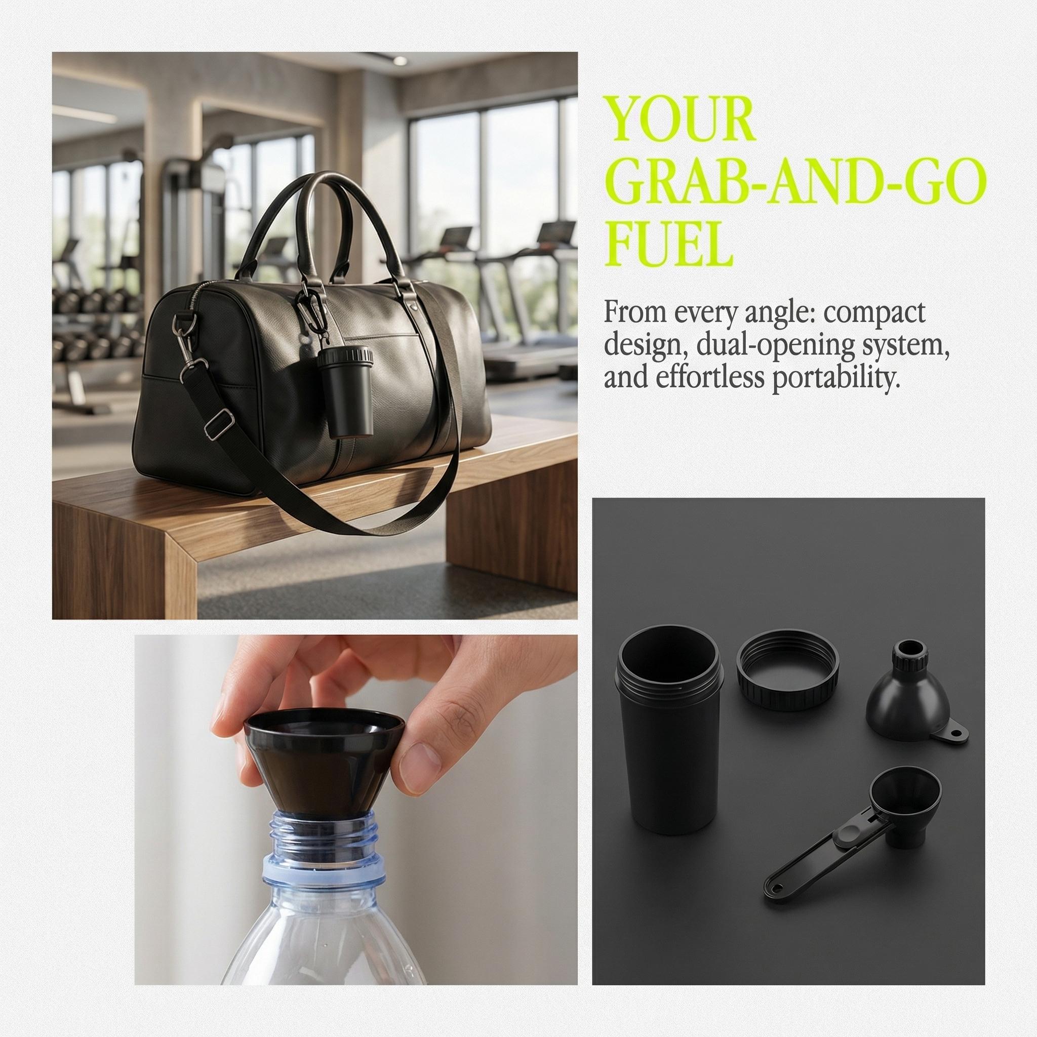 NEW Buy 1 Get 1 Free Protein Powder Funnel-Mini with Sliding Scoop and Container — High-Quality Funnel for Pre-Workout Creatine Powder, Coffee/Milk/Smoothie/Chocolate Powder, BPA-Free Plastic Kitchen Utensil, Perfect Gift for Valentine’s Day