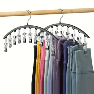 10-Piece Metal Tight Pants Hanger Rack, Space-Saving Closet Organizer, Durable Rubber Coated, 3-Pack, Clothes Storage Hangers