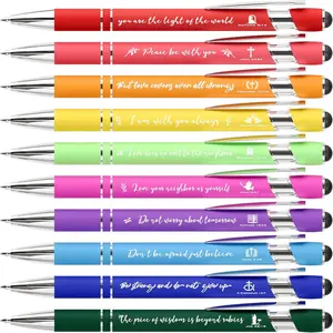 Christian Pens 2-in-1 Stylus Inspirational  Verse Pens Bulk Christian Gifts for Men Women Appreciation Gifts for Coworkers Smooth Writing Black Ink for School Office Church Supplies 10-Pack
