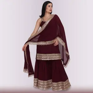 Chiro's By Jigyasa Elegant Garara Set with Gold Accent - Purple