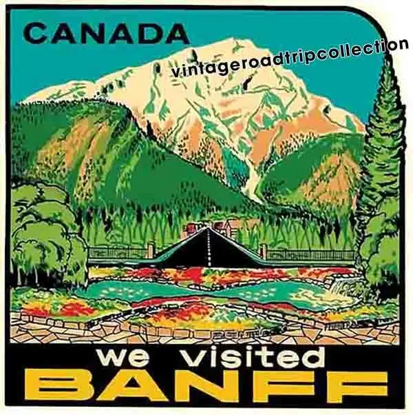 Vintage Banff Canada National Park We Visited  bumper sticker travel decal