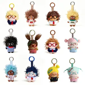 Funny Curly Hair Mini Plush Doll Keychain Cute Cartoon Bag Charm Stuffed Toy Gift