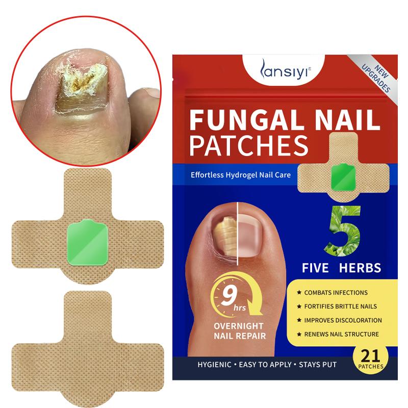 Lansiyi Fungal Nail Patches, 21pcs/box Nail Health CarePatches, Nail Fungus Care Patches with 5 Herbs for Solving Fungal Nails and Other Nail Problems, NailSupplies, Daily Care Nails Kit Set, Nail Tech Supplies,Self Care Tools Matte Japanese