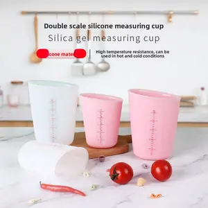 DIY Silicone Measuring Cup Soft Milk Cup 125ml 250ml 500ml Double Scale Visual Baking Measuring Cup High Temperature Resistance