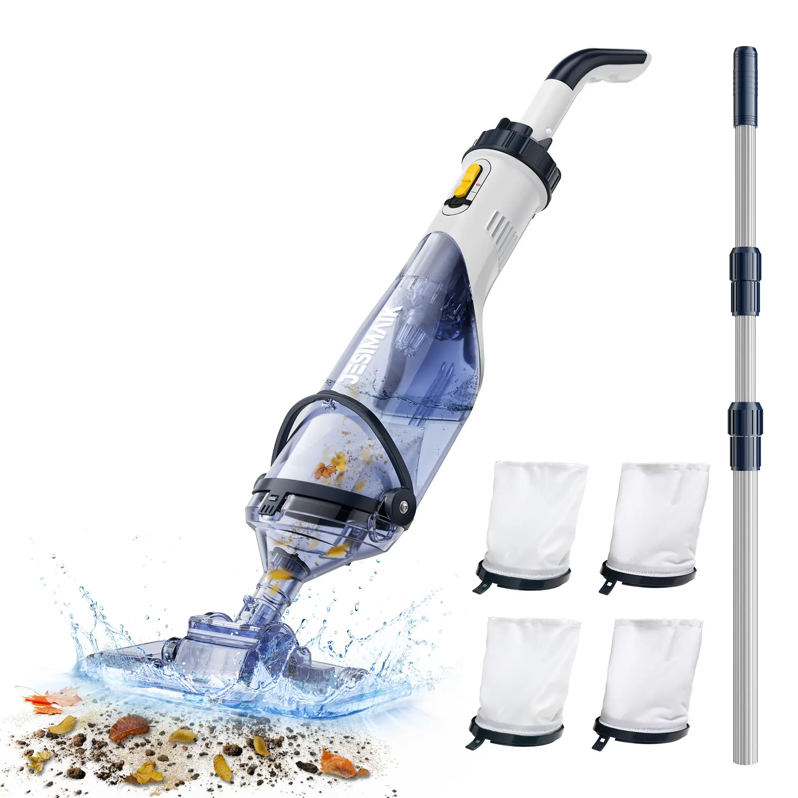 Handheld Pool Vacuum, JESIMAIK Rechargeable Pool Vacuum Cleaner with 18.5 GPM, 60 Min Runtime, Telescopic Pole, Ideal Cordless Pool Vacuum for Above Ground Pools, Inground Pool, Spas, Hot Tubs