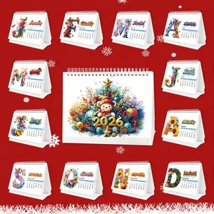13-Sheet 2026 Diamond Painting Calendar with 13-Month Alphabet Letters & Numbered Pages - Large & Small Irregular/Round Diamond Stickers, Color-Coded A-Z Letters, Numbered Calendar for DIY Craft, Handmade Gift for Christmas, New Year ghost nightlight Abst