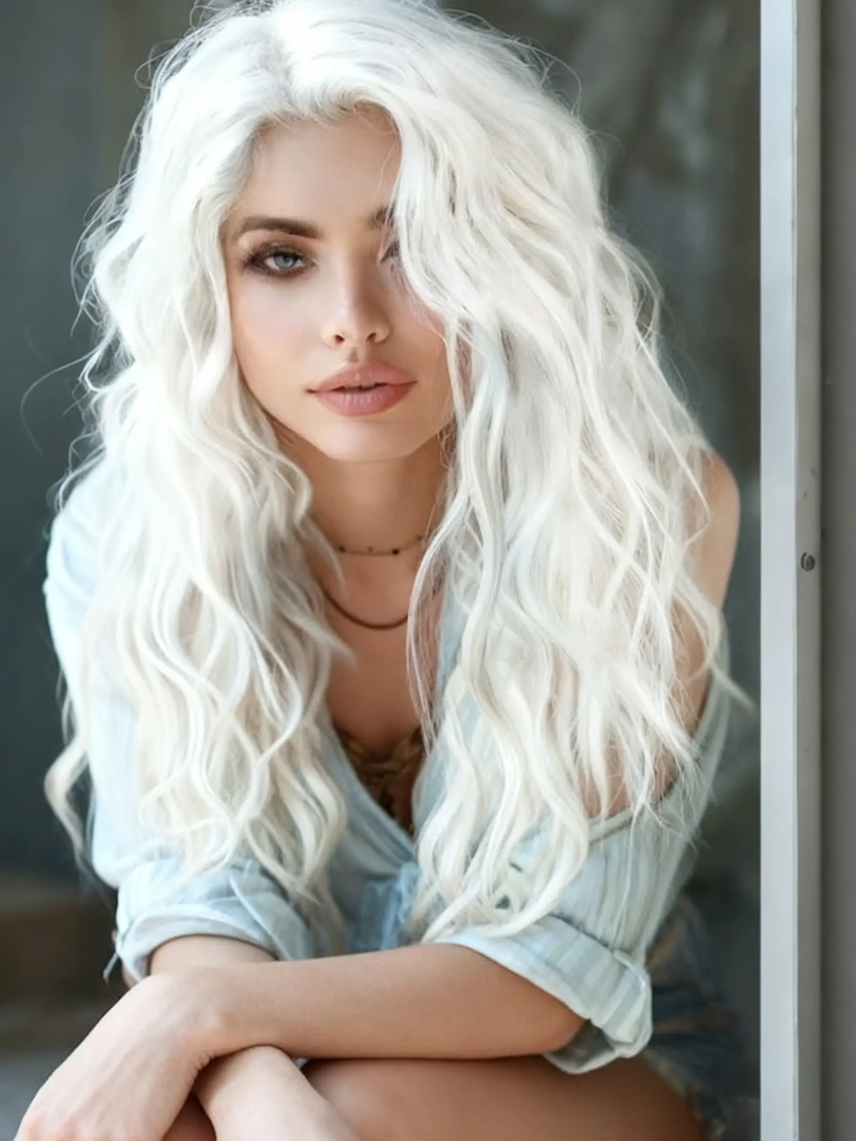 White Curly Wig Women's Lace Front Wig Hand Hook Long Curly Synthetic Hair, 13x4 Lace Front Wigs, Small Wave Design, High-Quality Synthetic Lace Wig for Daily Use Cosplay, Loose Wave Wigs, Synthetic Curly Wavy, Synthetic Fiber Wig