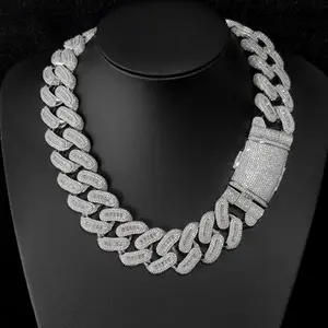 FSTVE 29mm Cuban Chain Zircon Necklace Trendy Versatile High-end Unique Jewelry Hip-hop Men's Necklace with Sparkling Zircon Stones gift