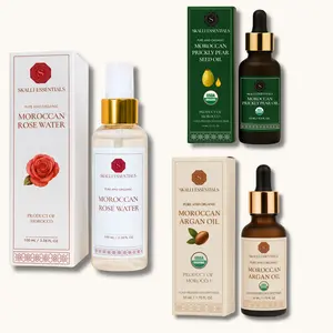 The Skin Essentials Bundle of Moroccan Rose Water, Argan & Prickly Pear Oil  | Glow Bundle 