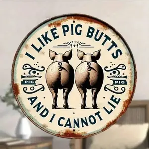 Aluminum Pig Sign Vintage Farm Animal Wall Plaque for Outdoor Indoor Home Kitchen Decor Gift for Pig Lovers