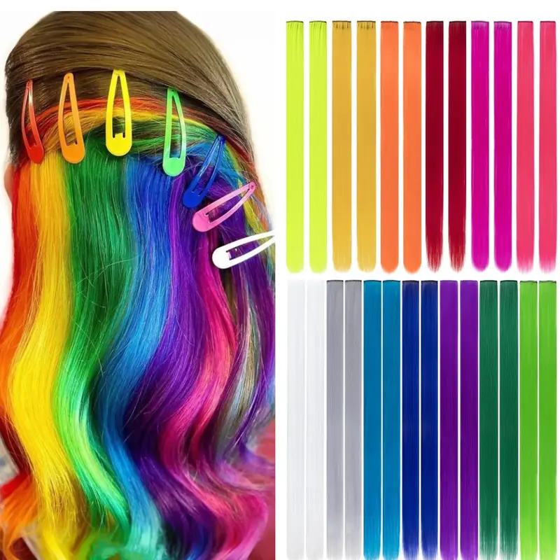 MAQUIUAGE Women's 20 in Long Straight Clip-in Hair Extensions - Natural Synthetic Hairpieces, Pre-styled Synthetic Extensions & Pieces, Quick Clip-on Glam, Straight Texture, Sleek Look, Hair Solutions