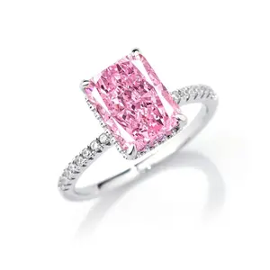 Elegant Pink Radiant Cut Ring for Women Sparkle Statement Ring Refined Luxury Style Gift Ideal for Engagements and Daily Wear