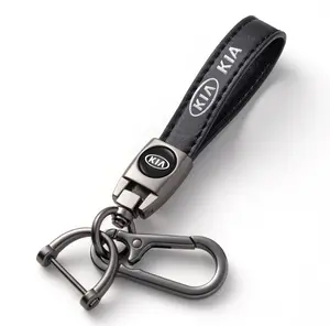 Kia Leather Keychain – Premium Key Fob Holder for Sorento, Sportage, Telluride, Seltos, Forte, K5, Stinger & All Kia Models | 360° Rotating Screw-Free Metal Car Key Strap | Heavy-Duty Genuine Leather Keychain Gift for Men & Women