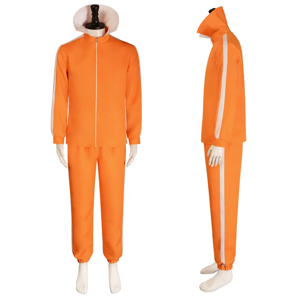 Vector Orange Tracksuit Set with Jacket and Pants for Adult Men Cosplay Costume