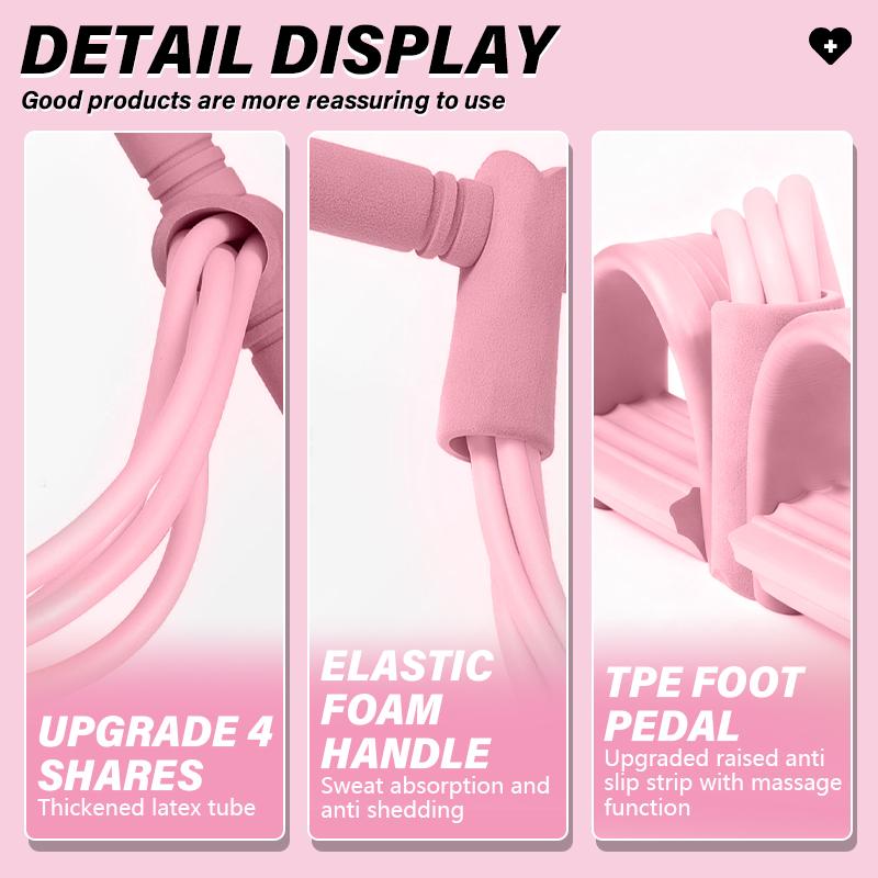 Multi-Functional Fitness Resistance Band Set - 4 Elastic Yoga Pedal Pull Tubes & Handle-Equipped Bands for Full-Body Excecise, Abdominal/Lower Back/Arm/Leg Workouts at Home