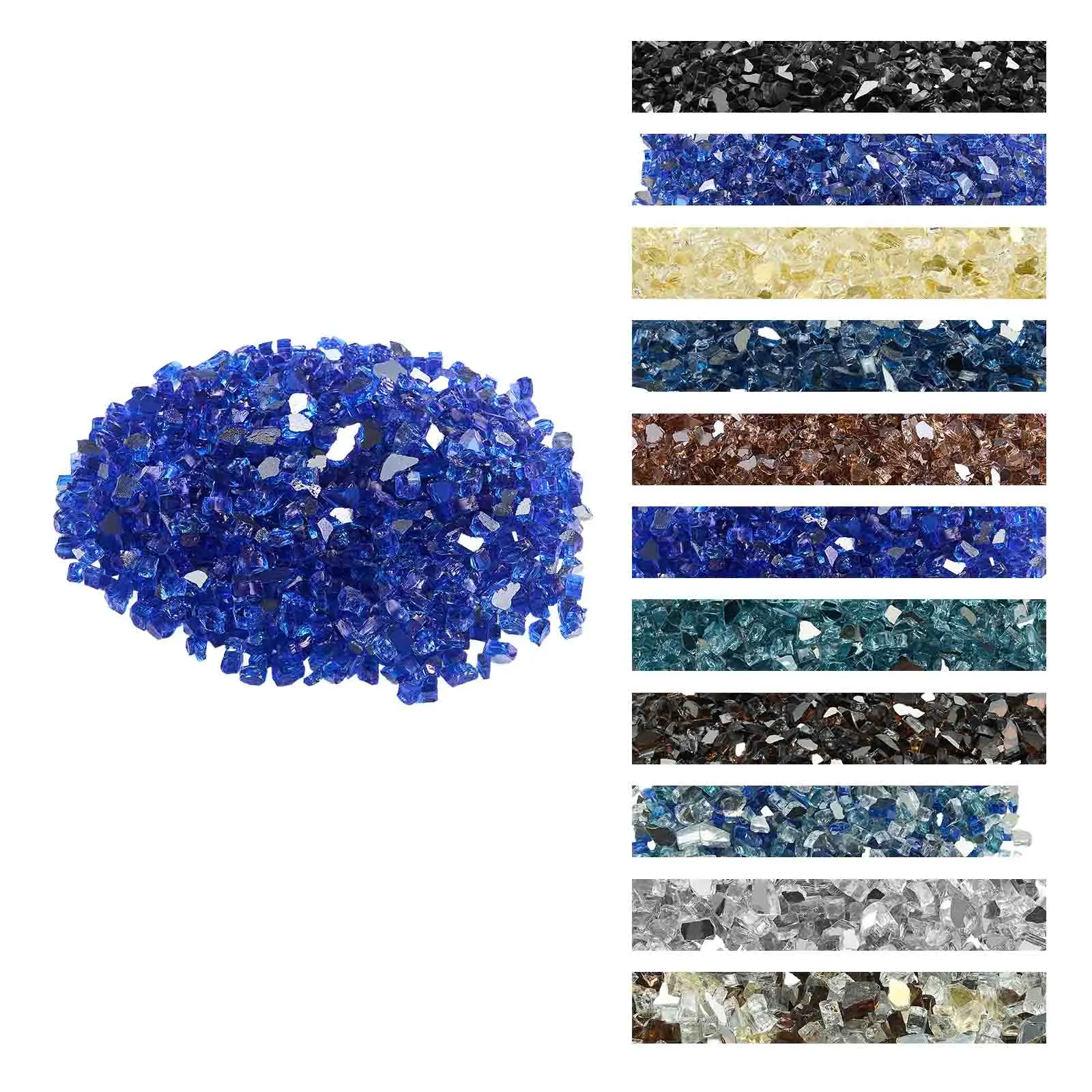 【SummerFinds】VEVOR Fire Glass, 10LBS / 4.5KG High-Temperature Resistant Fireplace Rocks, 1/2-Inch / 12.7 mm Reflective & Smokeless Firepit Glass Rock, High Luster Stone Landscaping for Fire Pit Table, Cobalt Blue