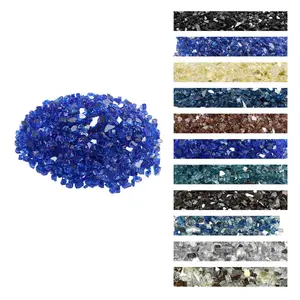 【Summervibes】VEVOR Fire Glass, 10LBS / 4.5KG High-Temperature Resistant Fireplace Rocks, 1/2-Inch / 12.7 mm Reflective & Smokeless Firepit Glass Rock, High Luster Stone Landscaping for Fire Pit Table, Cobalt Blue