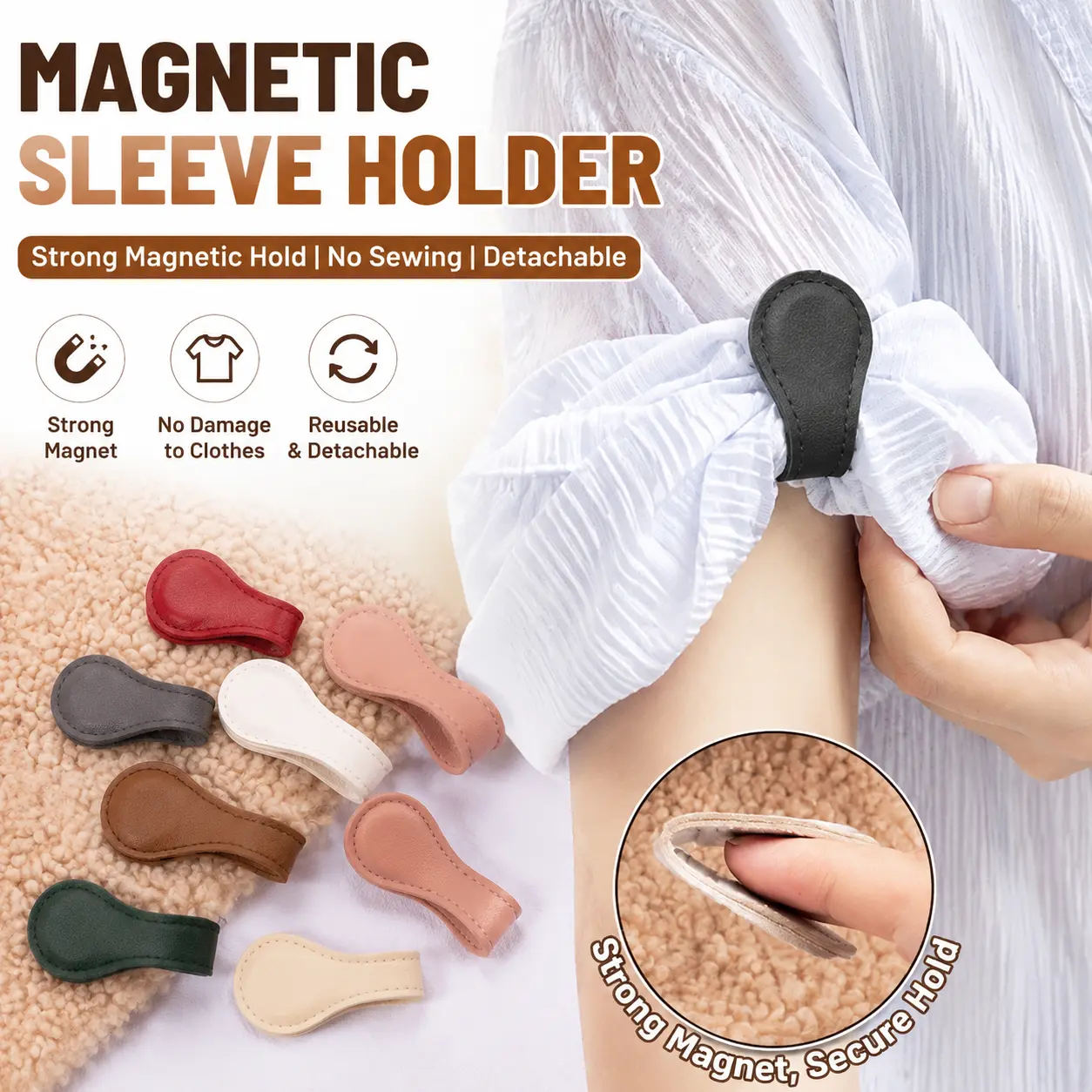 Magnetic Sleeve Holder - Strong Magnetic Hold No Sewing Detachable Reusable & Detachable Strong Magnet Secure Hold