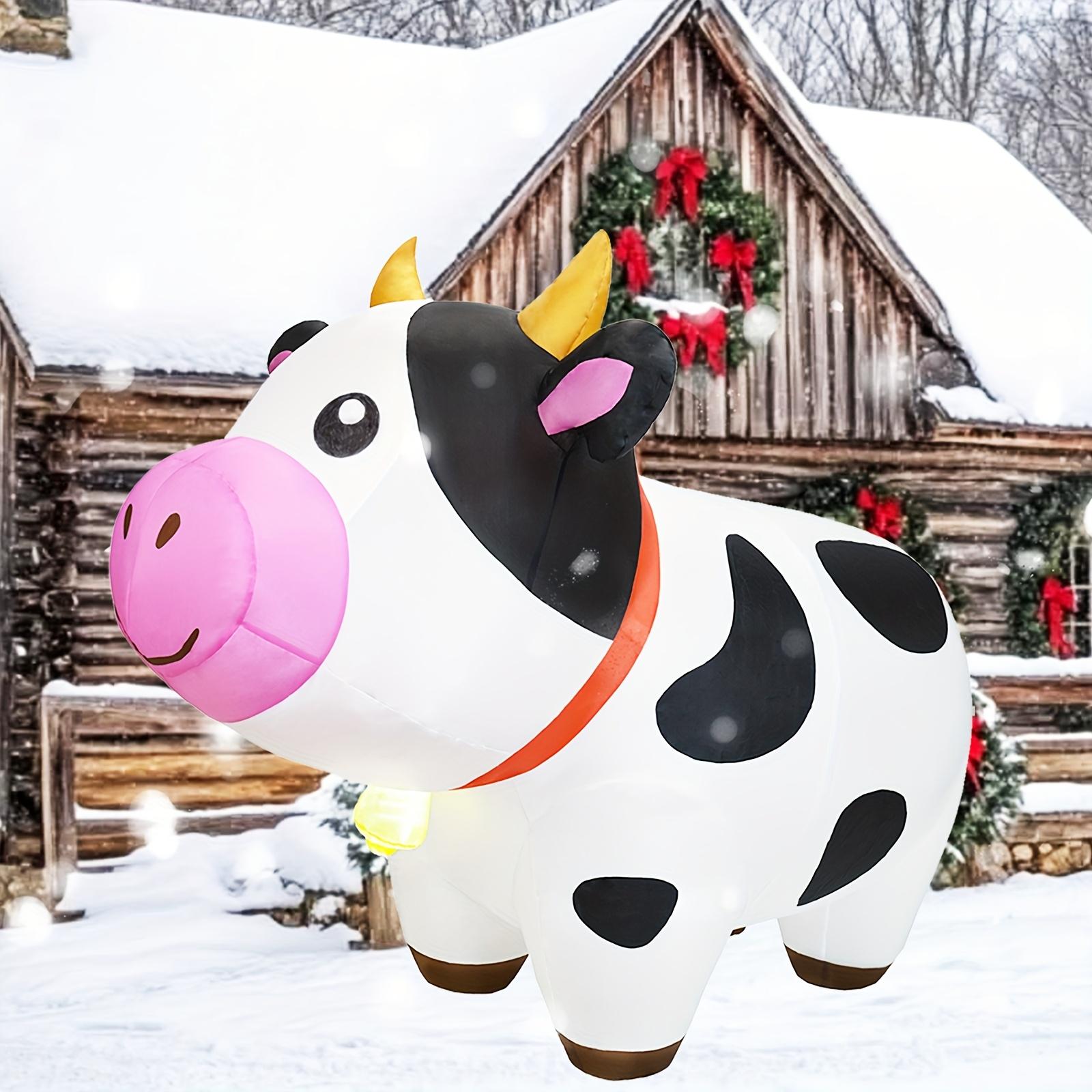 6 FT Long Cow Inflatables Christmas & Spring with Built-in LED Lights, Farm Ranch Inflatable Animals Cute, Blow Up Yard Outdoor Decorations for Garden Lawn Party Holiday Outside