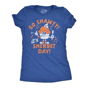Womens Funny T Shirts Go Shawty Its Sherbet Day Sarcastic Frozen Treat Graphic Tee for Ladies Funny Womens T Shirts Cute Vintage Fashion Casual Ladies T-Shirt Gift Sarcastic Tops for Women Funny Food Top Royal -