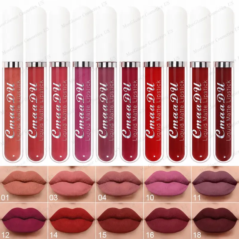 10Pcs Velvet Lip Glossy Cosmetic Long Lasting Waterproof Nonstick Lipstick Easy To Apply High Color Matte Lip Glaze Suitable For Beginners Beauty Makeup