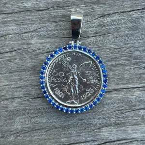 925 Silver Centenario Pendant W/ Blue Sapphire