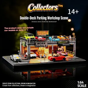 1pc 1:64 Double-Deck Parking Garage, diorama, cityscape display, car display stand, articulated mini figures; MOTU; toys suitable for ages 14 and up; perfect for Halloween, Christmas, birthdays, holidays, living rooms, bedrooms, and offices，Easter gift