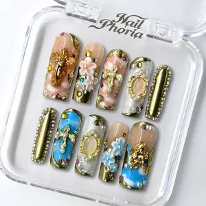 NailPhoria GEMINI - Handmade Press-On Nails | Reusable, Salon-Quality, Long-Lasting, Glossy Design