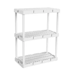 Gracious Living 3 Shelf Knect-A-Shelf Ventilated Light Duty Storage Unit, White