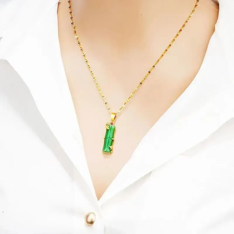 Clavicle chain bamboo pendant necklace Q