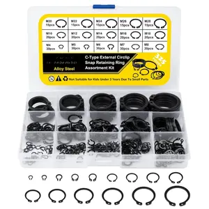 Snap Ring Set, 325 count Alloy Steel External Retaining Ring 15 Sizes C-Clips, Circlip Set for Axles, Shafts, and Other Moving
