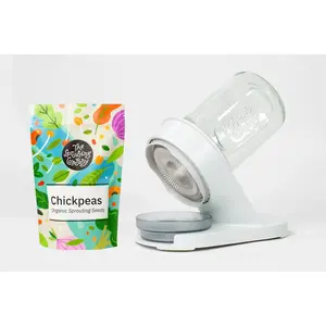 Starter Bundle: Organic Chickpea Sprouting Seeds (1lb) + Sprouter – Microgreens Grow Kit from The Sprouting Company