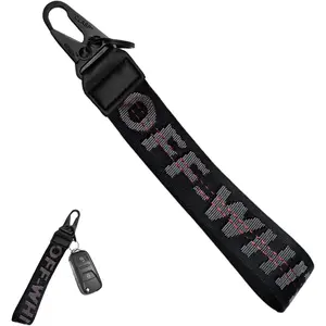 Car Keychain, Fabric Keychain Wrist Lanyard, Key Ring for Cars Keys Wallets Jeans Decoration, Car Accessories (Black)