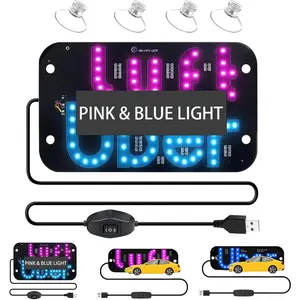 Car Letter Design LED Sign Light USB Powered Windshield Decorative Light with Suction Cup Portable Hooks Steering Wheel Insert Accessories Long Lasting Hanging Air Freshener Bling Decor Car Freshener for Cars, Trucks, SUVs (Powder Blue)  #fathersdaygift