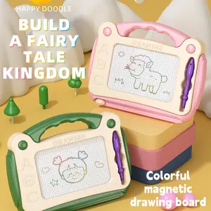 Happy Doodle Magnetic Drawing Board for Toddlers Age 1-3 Boys Girls with Stylus Pen 3 Shape Stamps Easy Erase Rainbow Colors Safe Non-Toxic Toy Gifts for Birthdays Easter Christmas Halloween Interactive Reusable Writing Tablets Set,summervibes outdoorfun