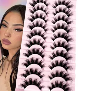 10Pairs 5D Fluffy Artificial Mink Eyelashes Slim fake mink False Eyelashes Thick False Eyelashes Curling False Eyelashes 3D Natural False Eyelashes Suitable Holiday Parties False Eyelashes Cat Eye Lashes For Cosplay Manga Various Occasions