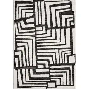 AF - Josephine Cream Grey Box Pattern Geometric Area Rug